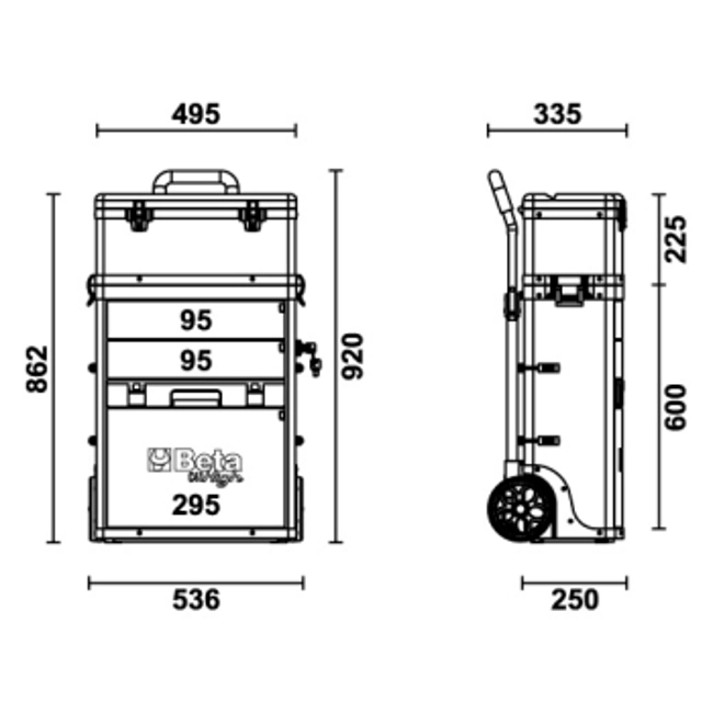 Vendita online Trolley portautensili 2 moduli sovrapponibili C41H